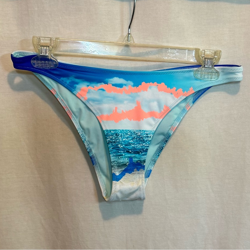 AA-585 Aerie NWT Cheeky Blue & Pink Summer‎ Swim Bikini Bottoms Size M